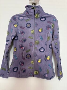 Marvel Amazon Essentials Purple All-Over Print Fleece Zip Jacket XS NWT